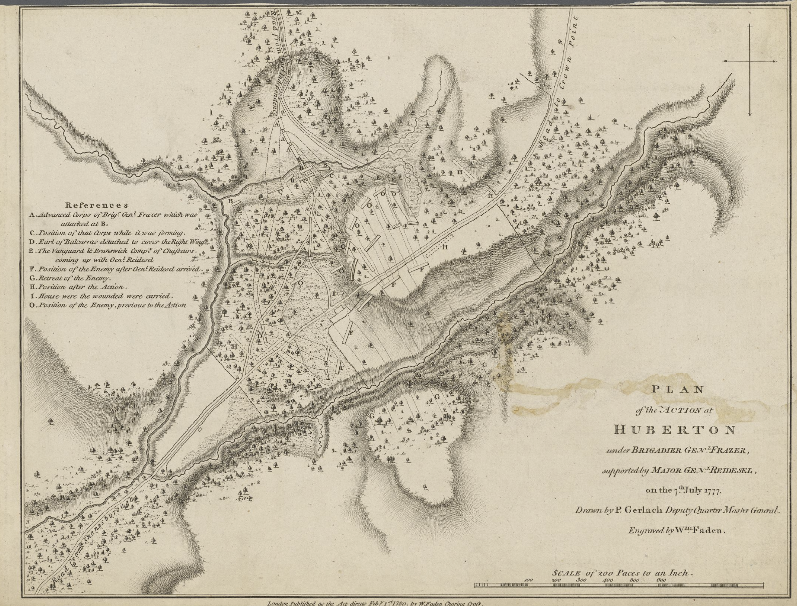 Lionel Pincus and Princess Firyal Map Division, The New York Public Library. “Plan of the action of Huberton under Brigadier Genl. Frazer, supported by Major Genl. Reidesel on the 7th July 1777” New York Public Library Digital Collections